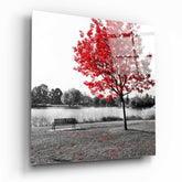Red Tree Glass Wall Art.